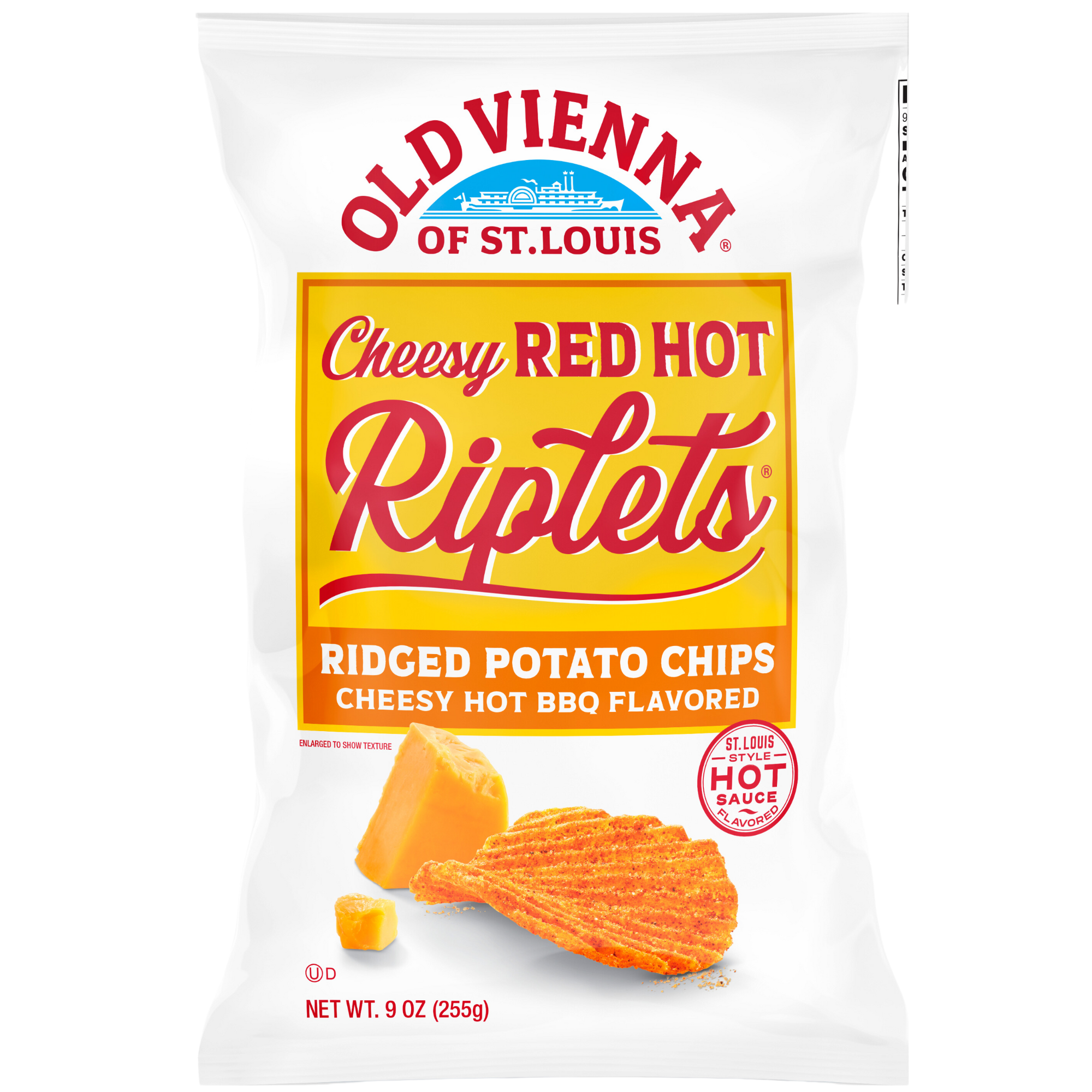 Old Vienna of St. Louis Cheesy Red Hot Riplets Hot BBQ Chips