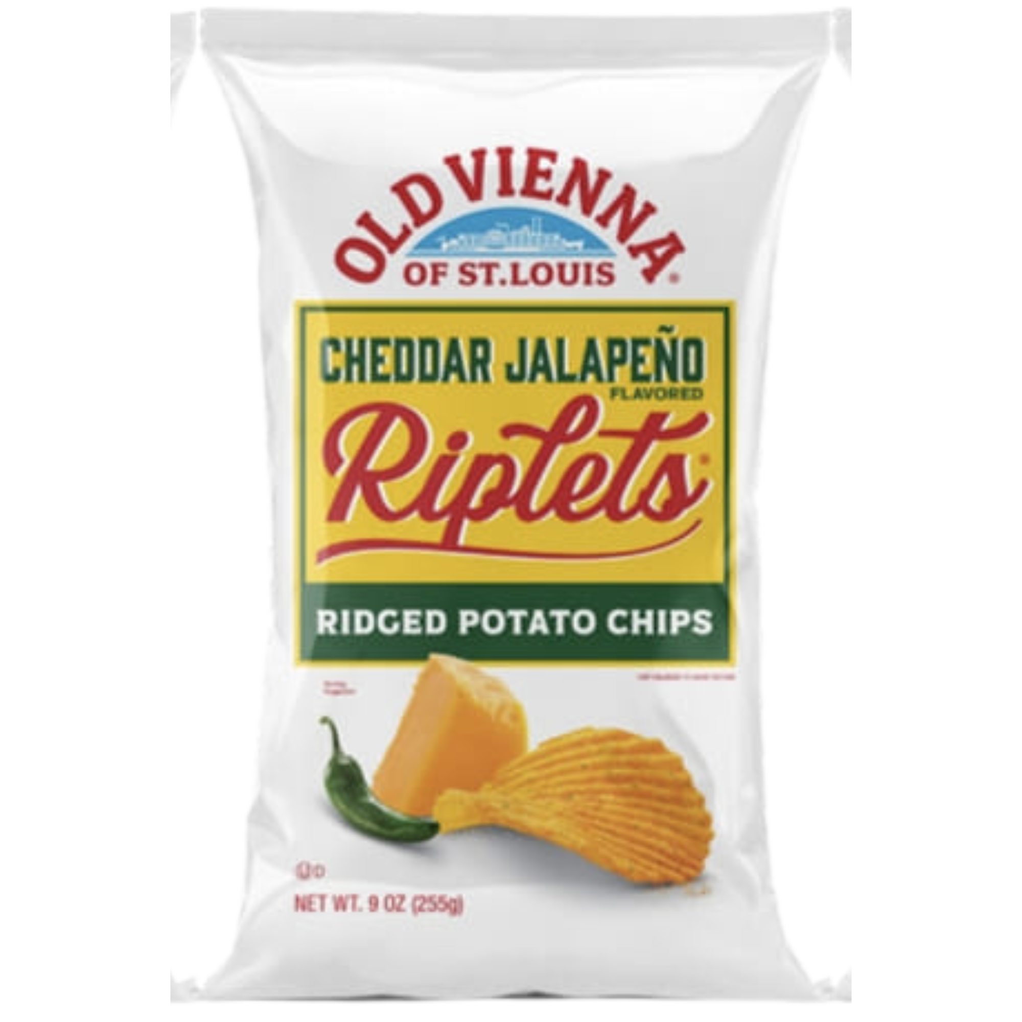 Old Vienna of St. Louis Cheddar Jalapeno Riplets Potato Chips by TranadaCo