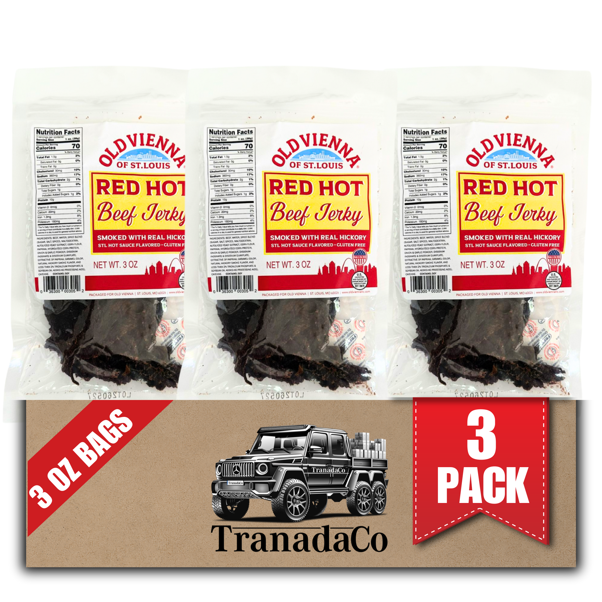 Old Vienna of St. Louis Red Hot Beef Jerky (Pack of 3) by�TranadaCo